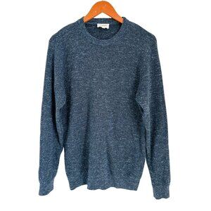 Octobre Éditions Crewneck Cotton Linen Pullover Navy Blue Mélange Knit Sweater L